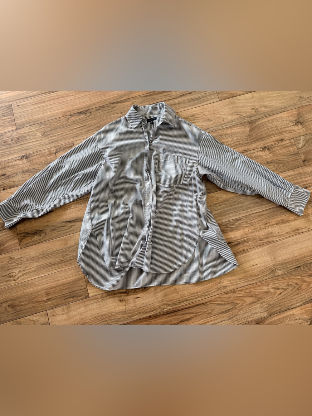 rag & bone Brown and White Striped Button-Front Shirt Jacket